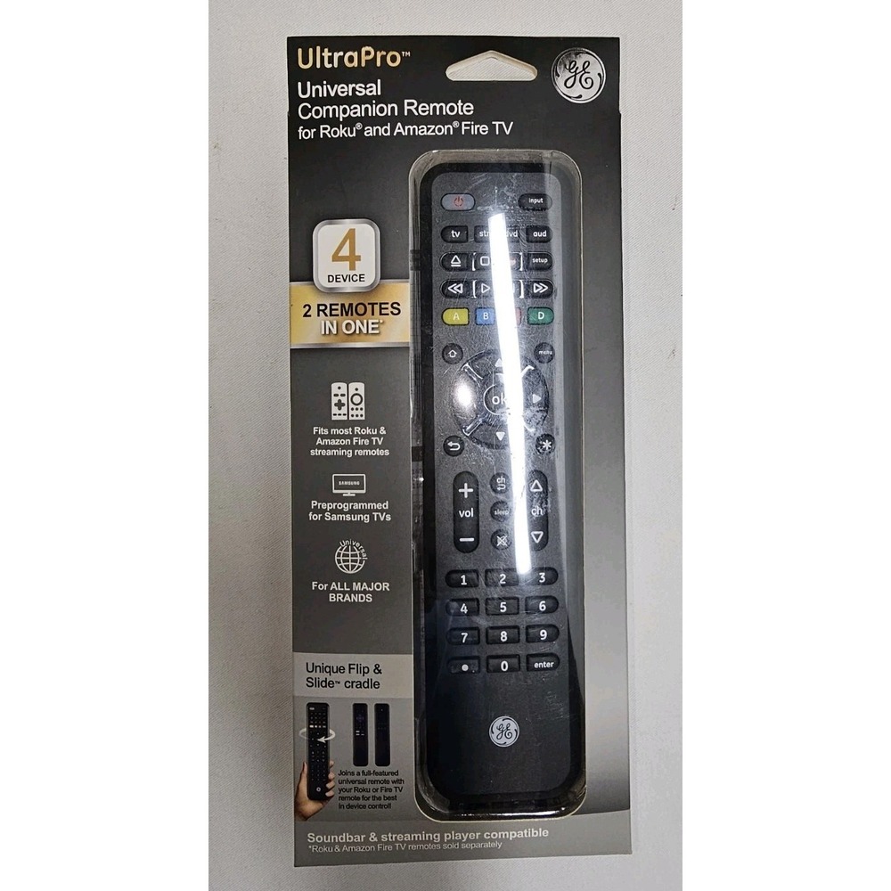 GE 59046 4-Device Universal Remote Control with Roku or Fire TV Compartment